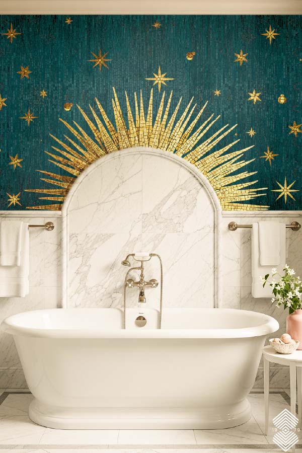 bathroom and shower feature wall mosaic tiles