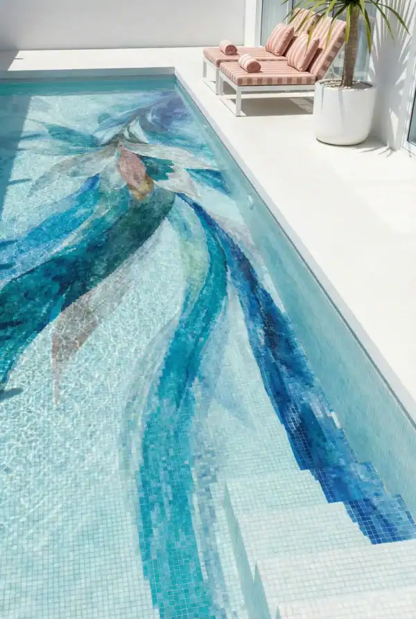 Modern Artistic Floral Pool Mosaic - MEC Artworks