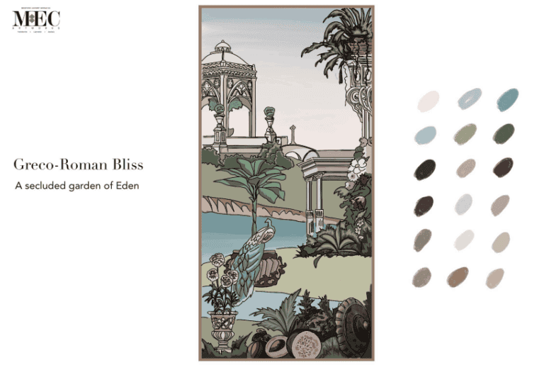 color palette for poolside area mosaic