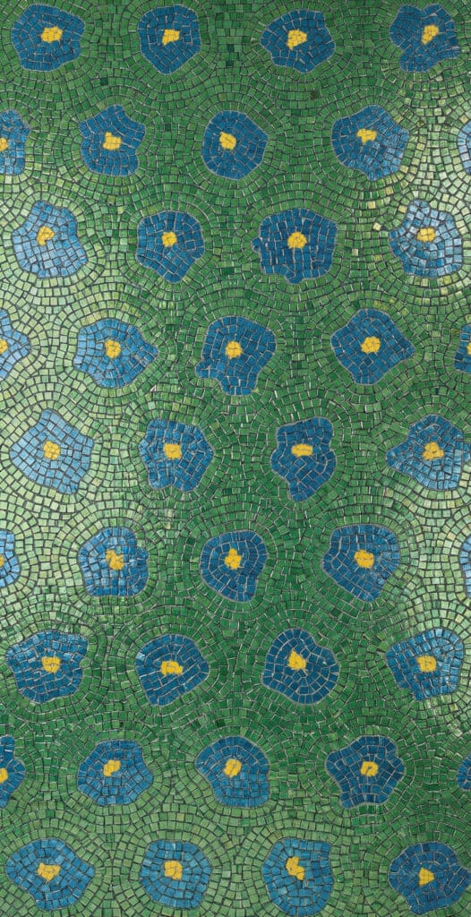 A large-scale, stylized abstract floral print from MEC's signature catalog styles.