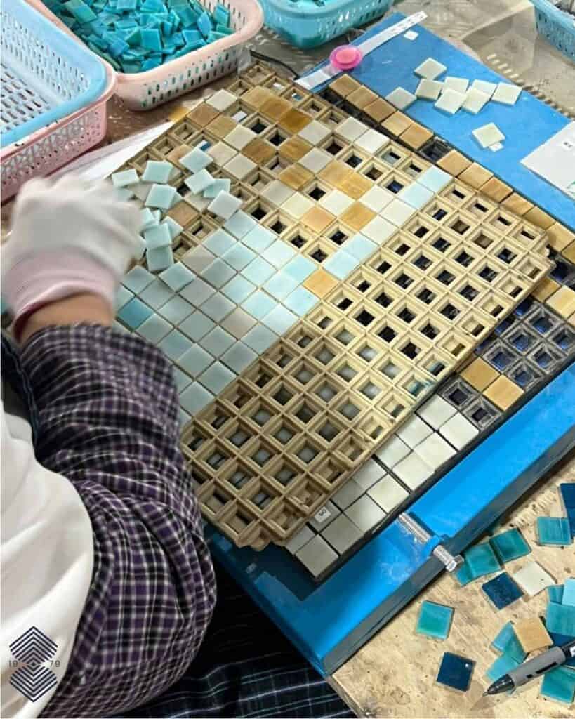 moroccan pool mosaic sample board