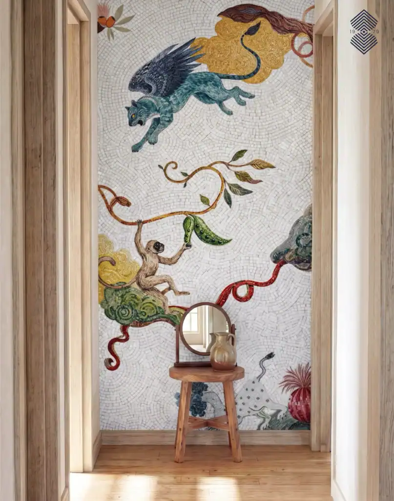 Large-scale Wall Mosaic Showing A Narrative Mosaic By MEC