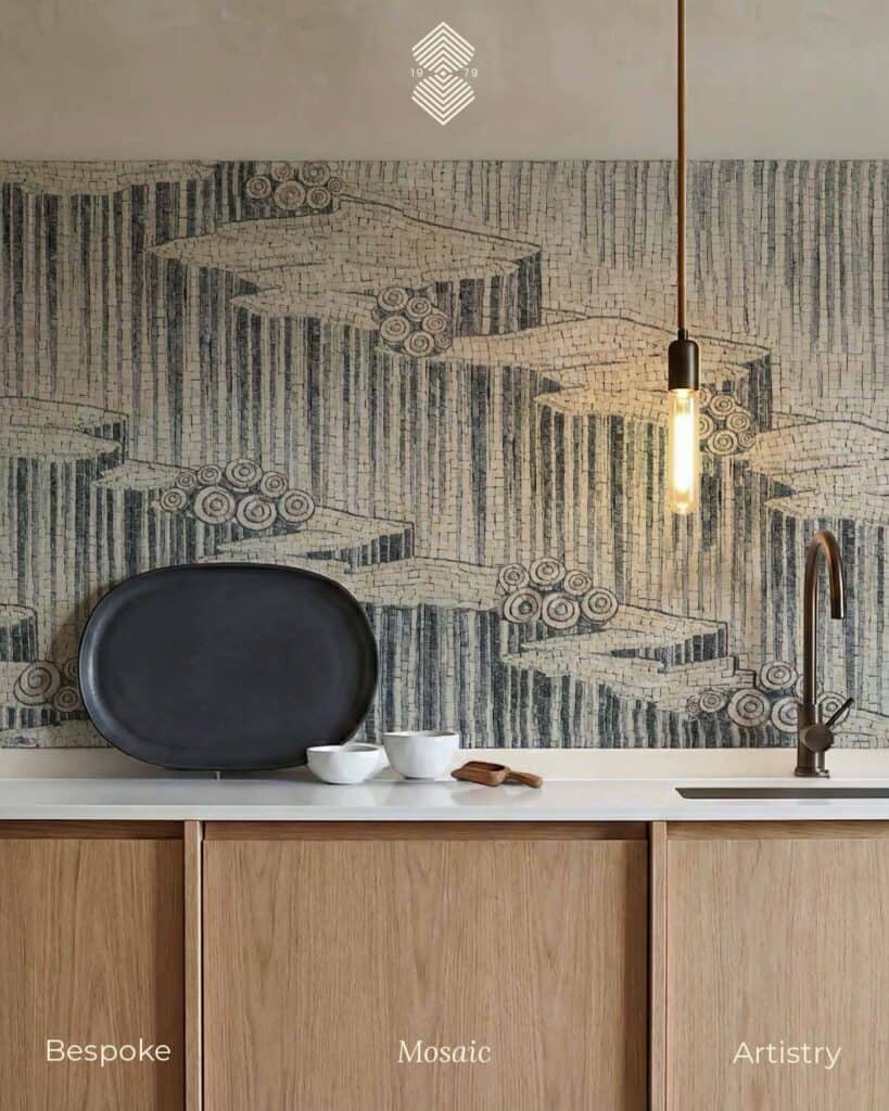 A monochrome mosaic design in neutral monochrome palette and a minimalist sleek design.