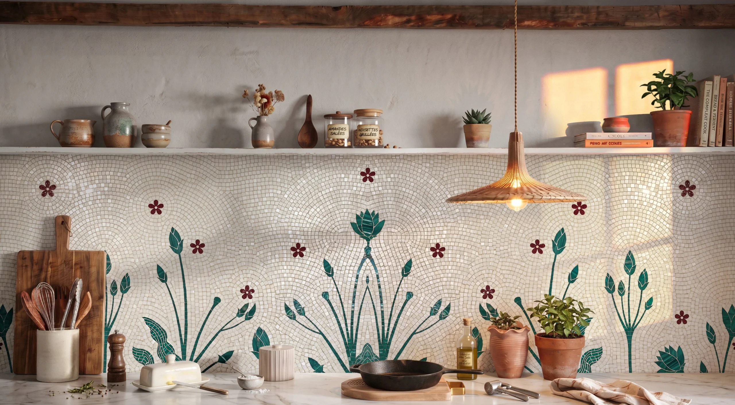Malachite Meadow Mosaic Backsplash - Image 2