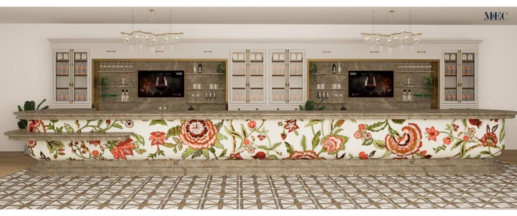 Installation look of the curved mosaic bar