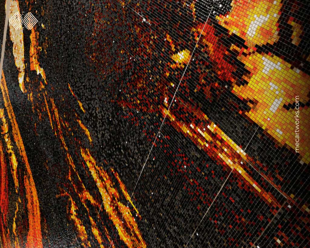 Black, Gold, and Red Pool Mosaic Design