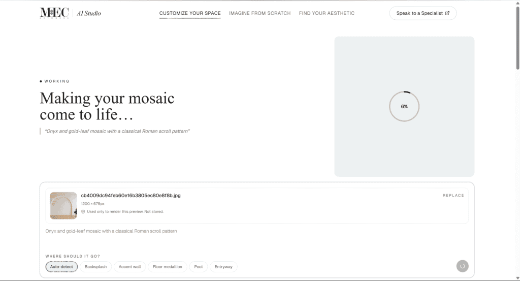 auto detection of the space for mosaic design using AI mode