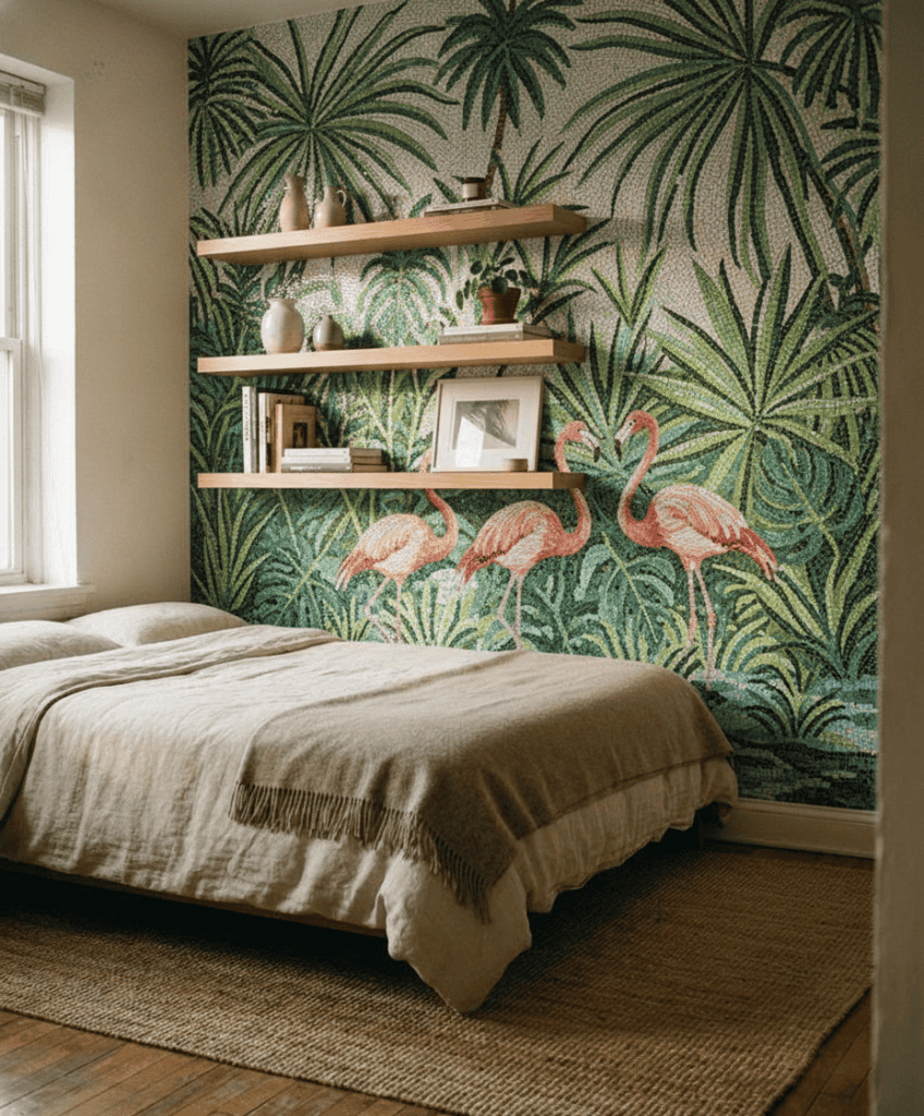 Bedroom Accent Wall transformed by AI mosaic studio