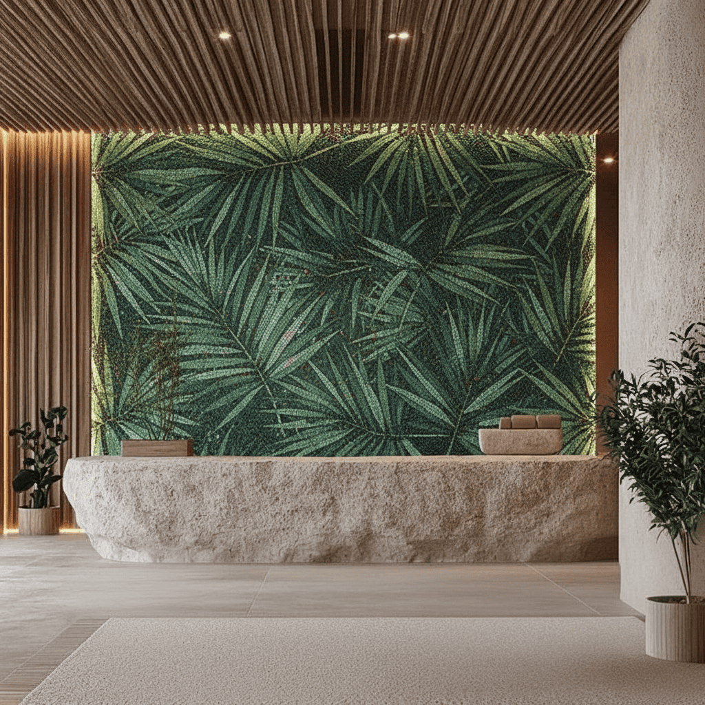 Lush Tropical Leaf Mosaic Backdrop