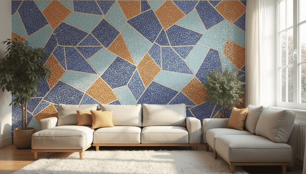 Before and after: Visualize a custom mosaic in your room using AI