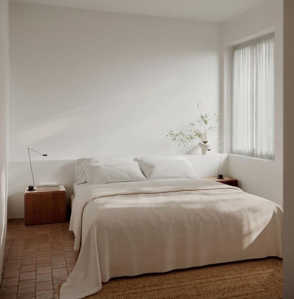 Bedroom wall before using AI to visualize a custom mosaic in your room