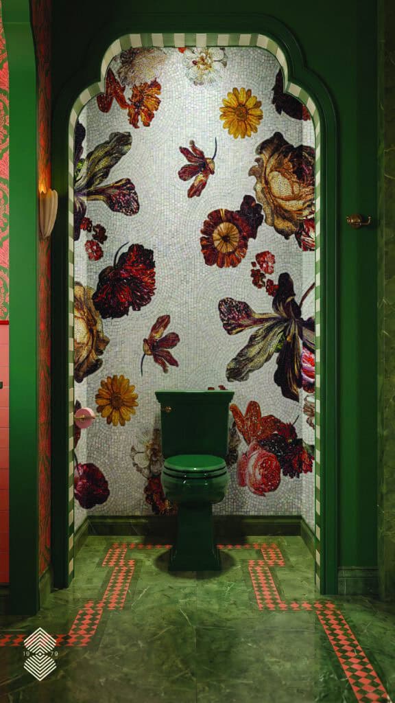 bathrrom wall floral mosaic design