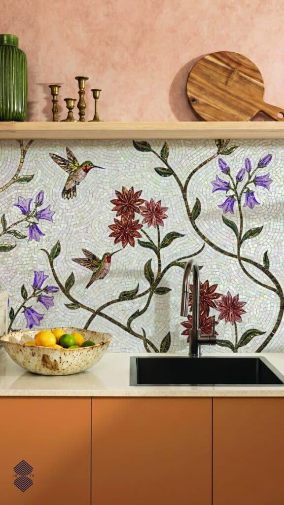 floral mosaic kitchen wall ideas