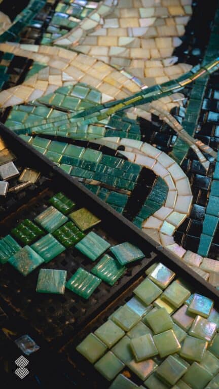 The Snowy Egret, mosaic artistry