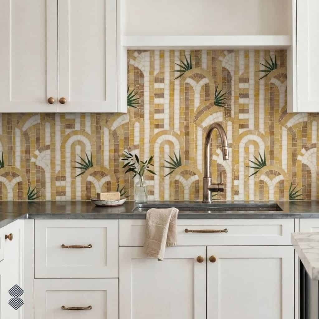 Lisse Art Deco Tile Kitchen Mosaic Wall