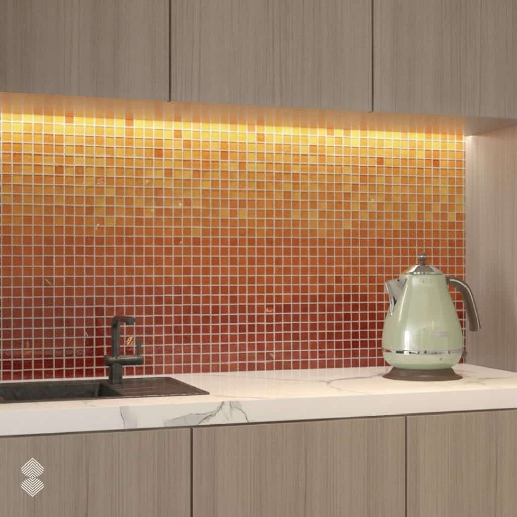 Monochrome and Minimalist Glass Mosaic Backsplashes