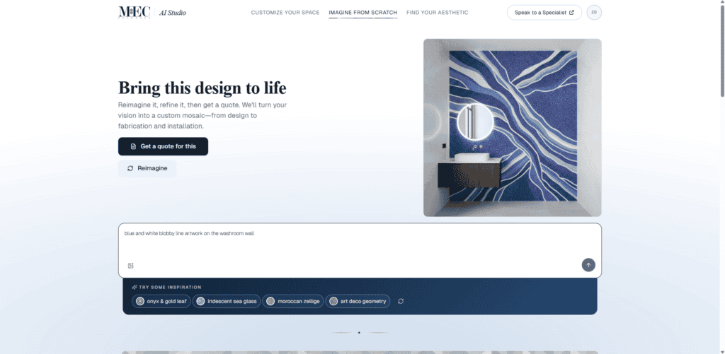 Abstract mosaic design for interior feature wall using AI mosaic tool