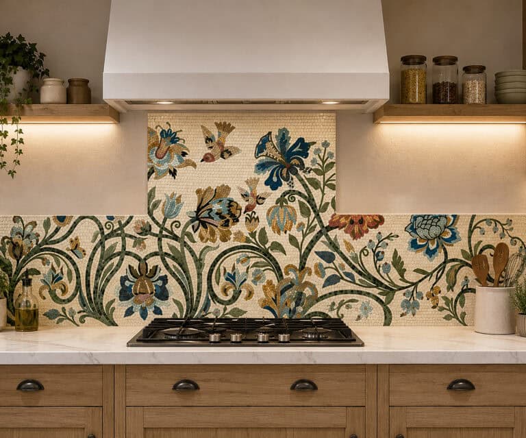 Elizabeth's Beach House Kitchen Floral Mosaic