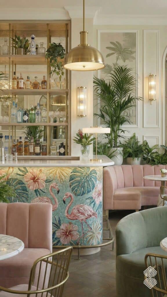 Tropical Lounge Mosaic Home Bar Designs