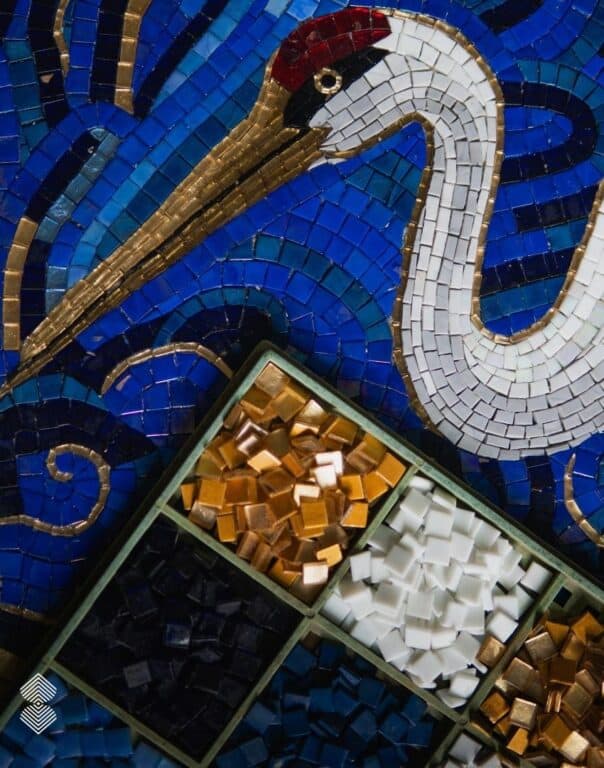 The glass crane mosaic
