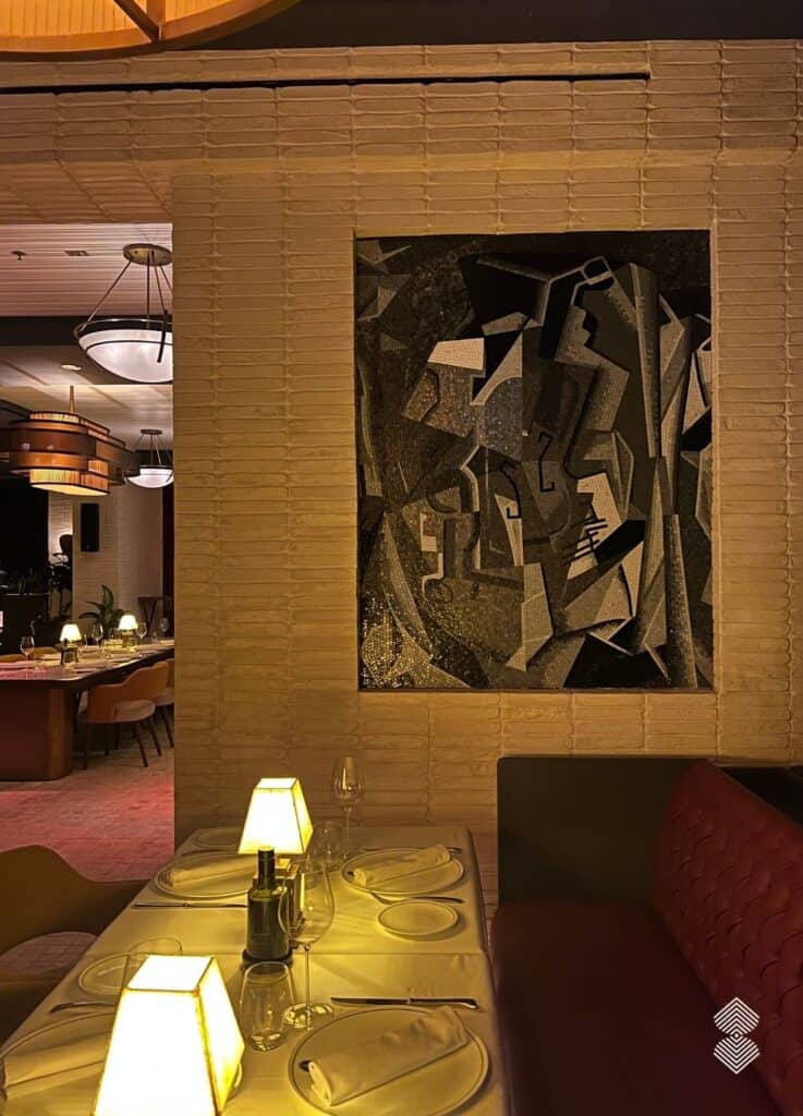 mosaic wall design for cafe interior
