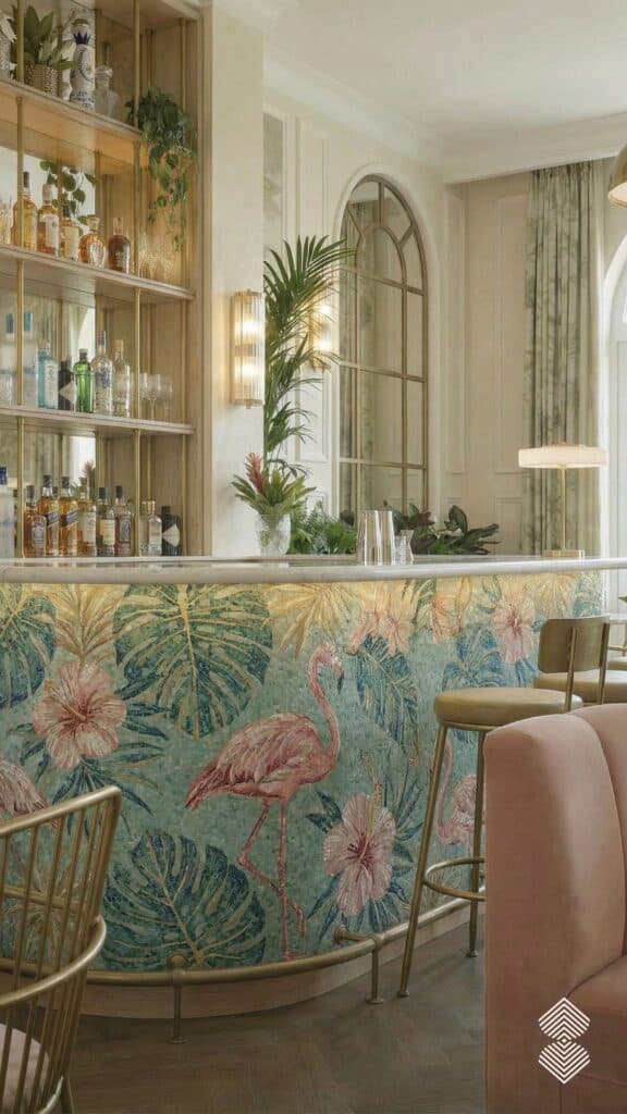Tropical home bar mosaic designs