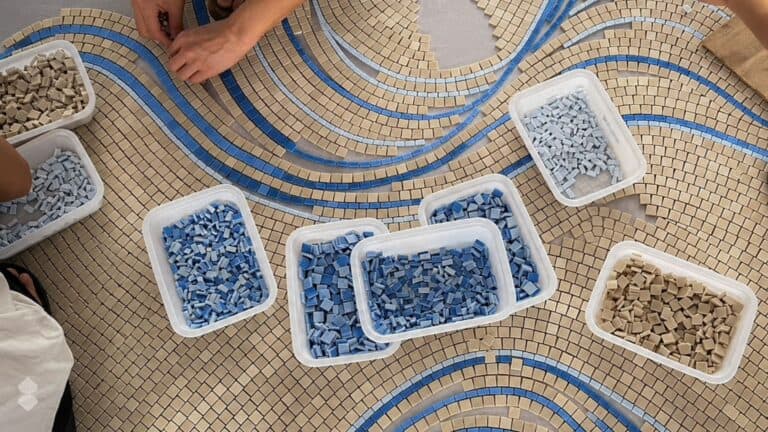 Abstract mosaic tile colours