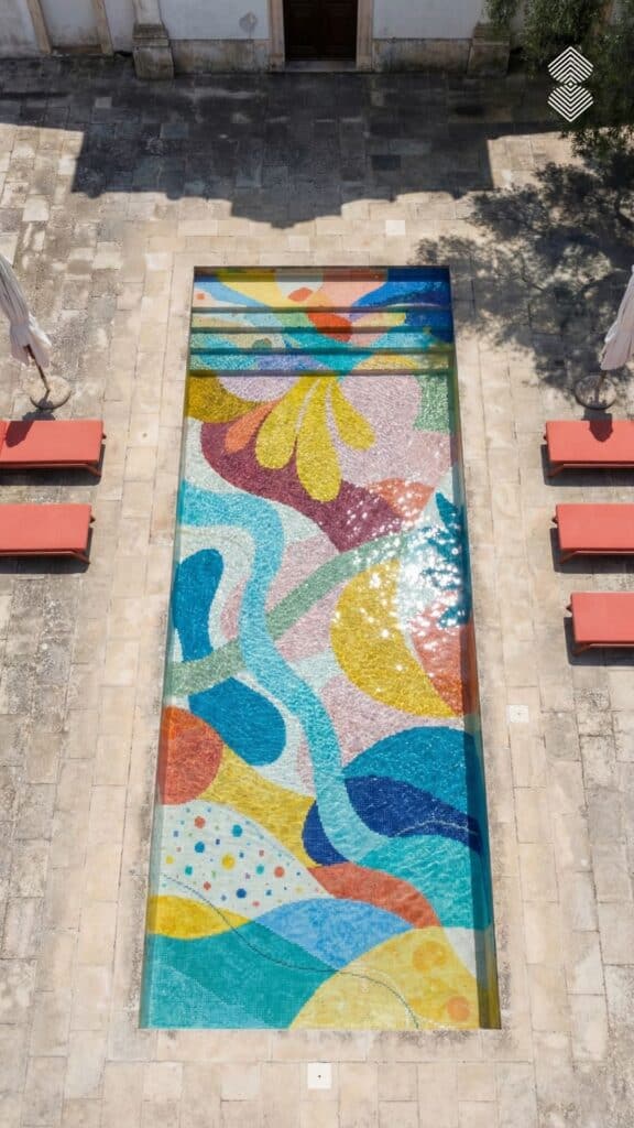 Abstract Geometry Pool Design in Bright Colors for Summer