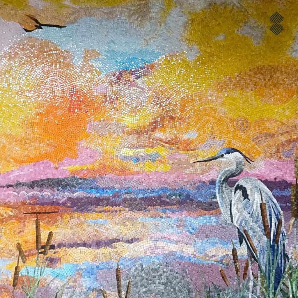 Rainbow colored bird art