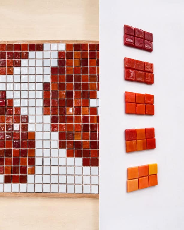 Tile shades for abstract pool mosaic