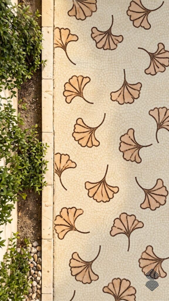 ginkgo leaf mosaic walkway for home garden