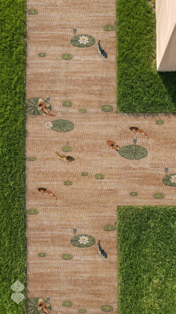koi pond walkway mosaic design