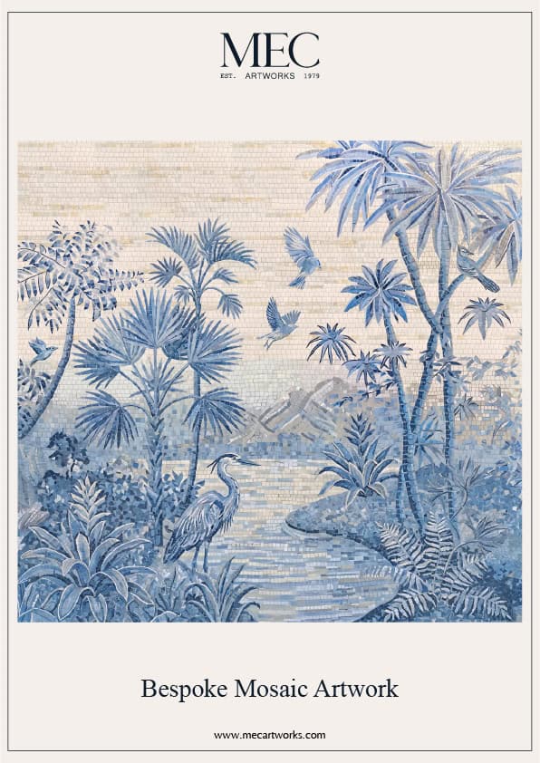 mosaic art with birds and flowers