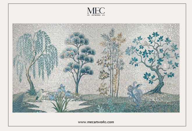 garden mosaic wall mural