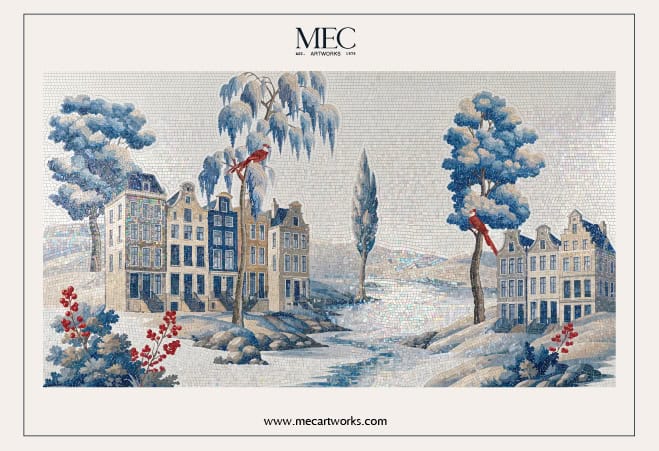mythical garden mosaic panel