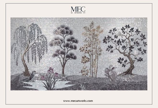 enchanted garden mosaic wall mural
