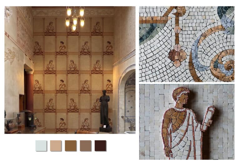 Layout of Roman-inspired bathroom mosaic