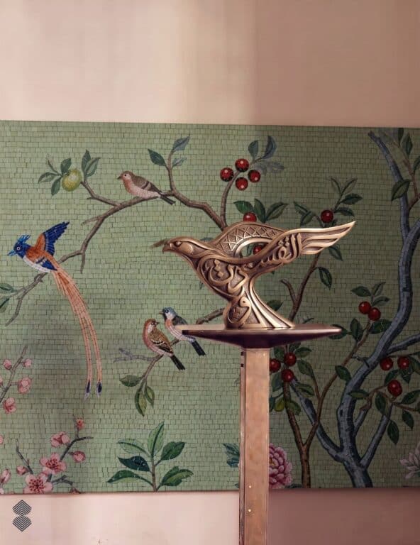 Bespoke marble mosaic design for California estate interiors