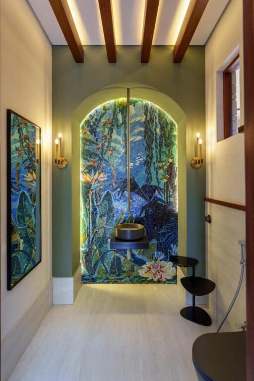 A wall mural that ties the design of a villa together