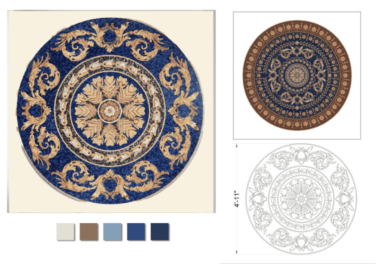 Medallion in Blue and Gold for a corporate space