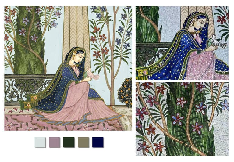 Mughal garden mosaic art