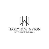 Elegant black logo for Hardy & Winston Interior Design with a stylized "HW" monogram.