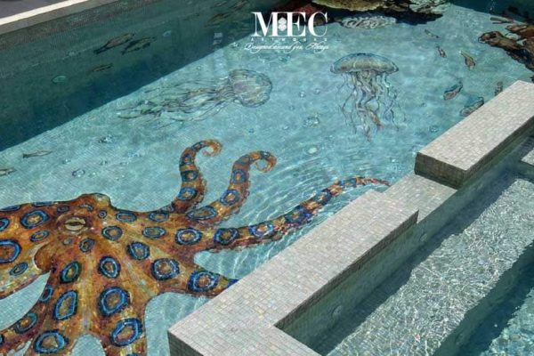 Artisanal Pool Featuring Underwater-Inspired Elements