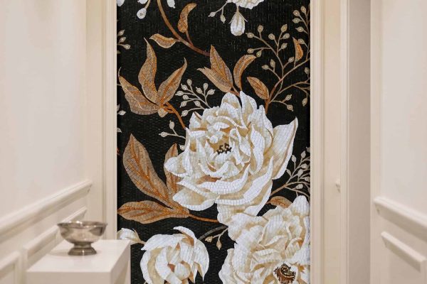 Black Floral mosaic Mural