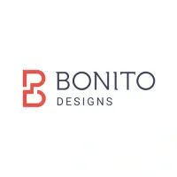 Bonito Designs logo with bold red 'B' symbol and modern black text on white background.