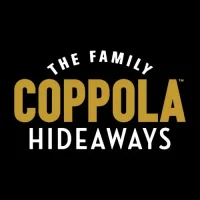 The Family Coppola Hideaways logo with bold gold and white text on a black background.