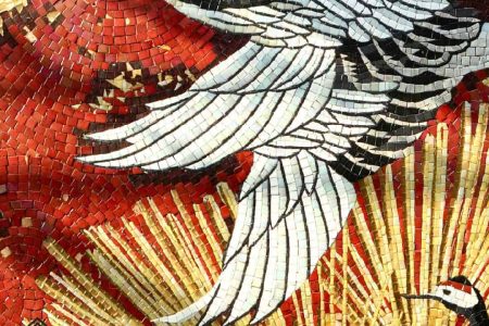 Golden Crane Mosaic for Wall
