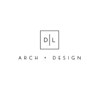 Minimalist DL logo inside a square, representing DL Arch + Design with modern typography and symmetry.