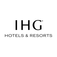 IHG Hotels & Resorts black logo on white background, representing international hospitality and accommodations brand.