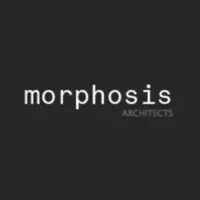 Morphosis Architects logo with minimalist white text on a black background, modern and clean branding style.